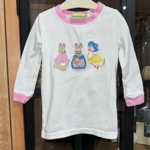 Peter Rabbit smock appliqué long sleeve tee toddler girl easter mother goose